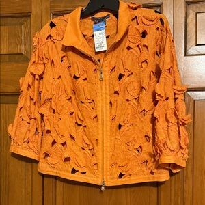 NWT Per Se Orange Textured Bomber Jacket